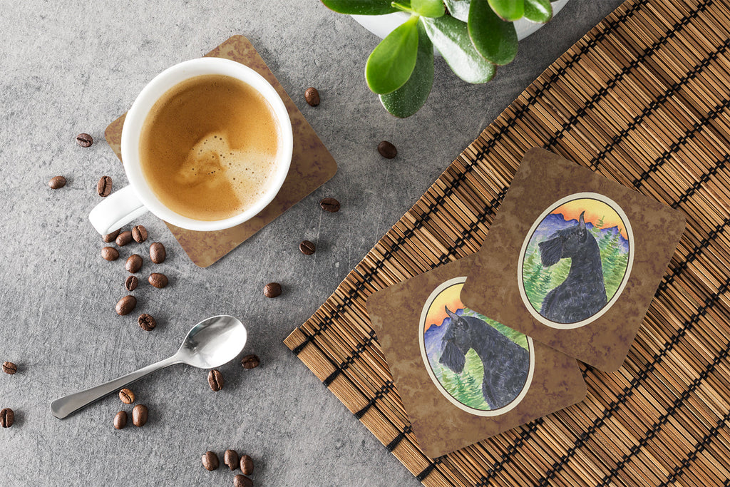 Schnauzer Foam Coasters Set of 4 Cup Coasters for Indoor Outdoor, Tabletop Protection, Anti Slip, Mouse pad Material
