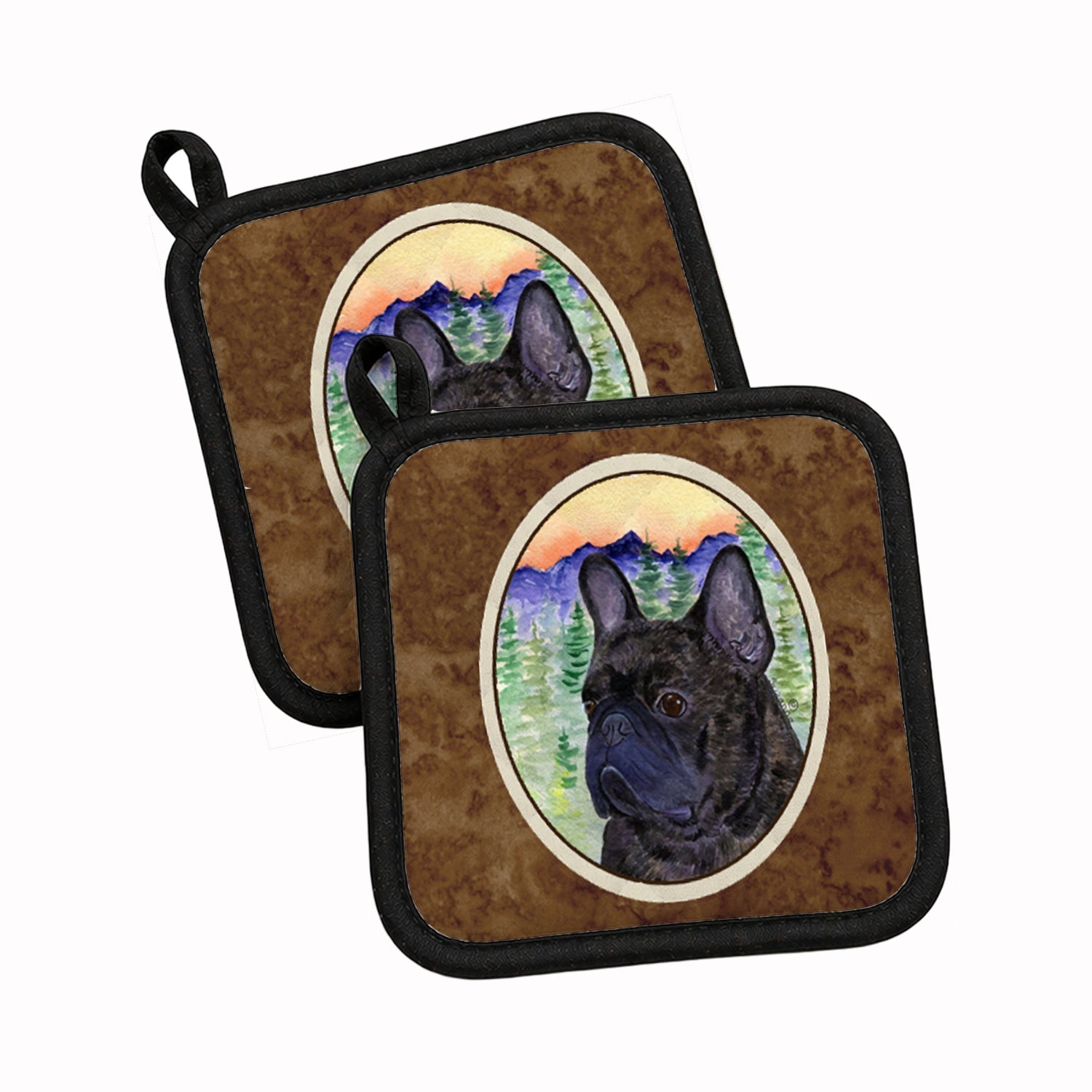 French Bulldog Pot Holder Set of 2 Heat Resistant Quilted Hot Pads 7.5 x 7.5 Inch, Insulated Kitchen Trivets for Cooking & Baking
