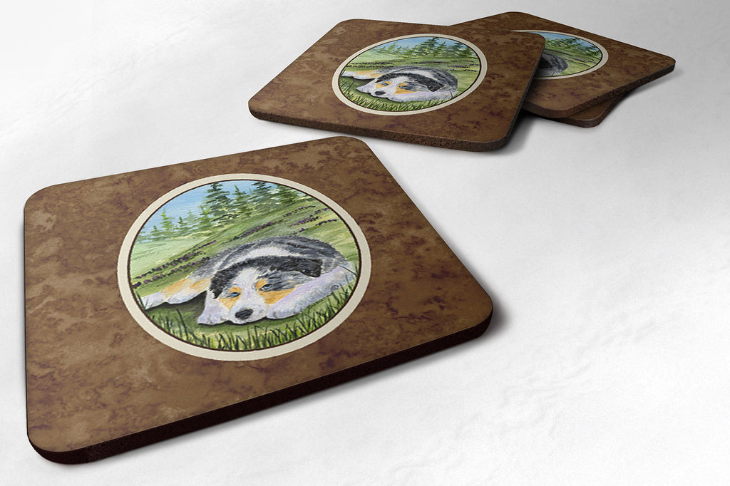 Australian Shepherd Foam Coasters Set of 4 Cup Coasters for Indoor Outdoor, Tabletop Protection, Anti Slip, Mouse pad Material