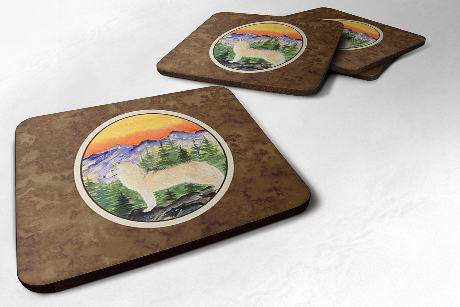 Siberian Husky Foam Coasters Set of 4 Cup Coasters for Indoor Outdoor, Tabletop Protection, Anti Slip, Mouse pad Material