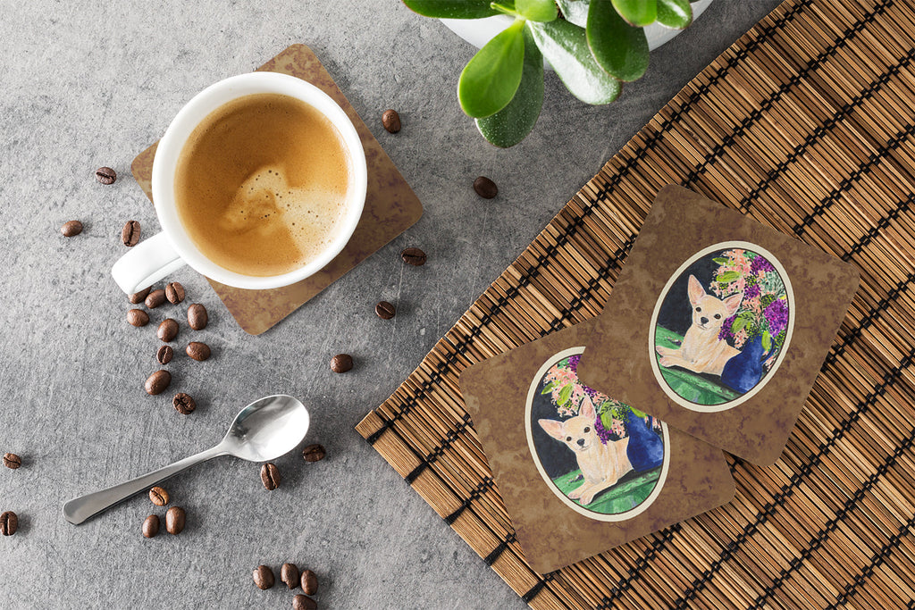 Chihuahua Foam Coasters Set of 4 Cup Coasters for Indoor Outdoor, Tabletop Protection, Anti Slip, Mouse pad Material