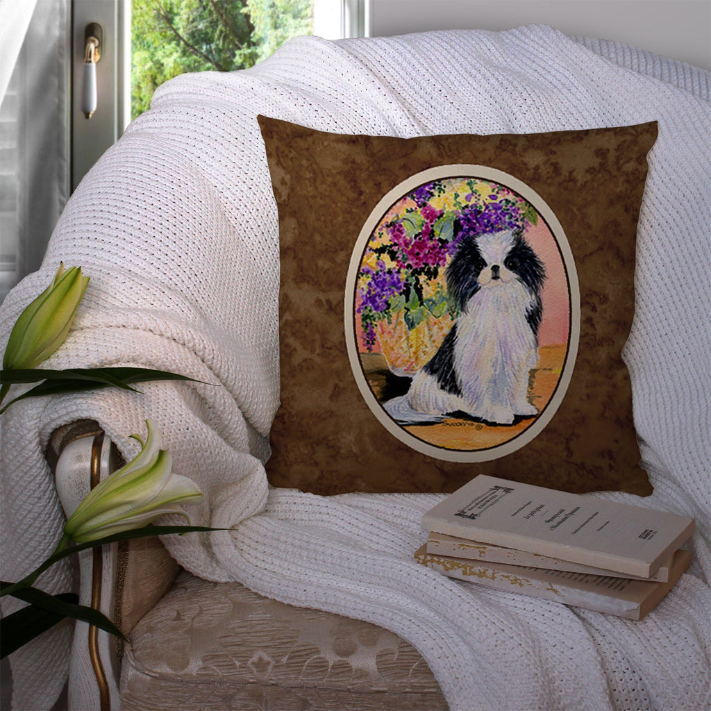 Japanese Chin Decorative Throw Pillow 14x14 Indoor Outdoor Accent Cushion, Fabric Cover with Insert for Sofa, Bed, Porch & Living Room