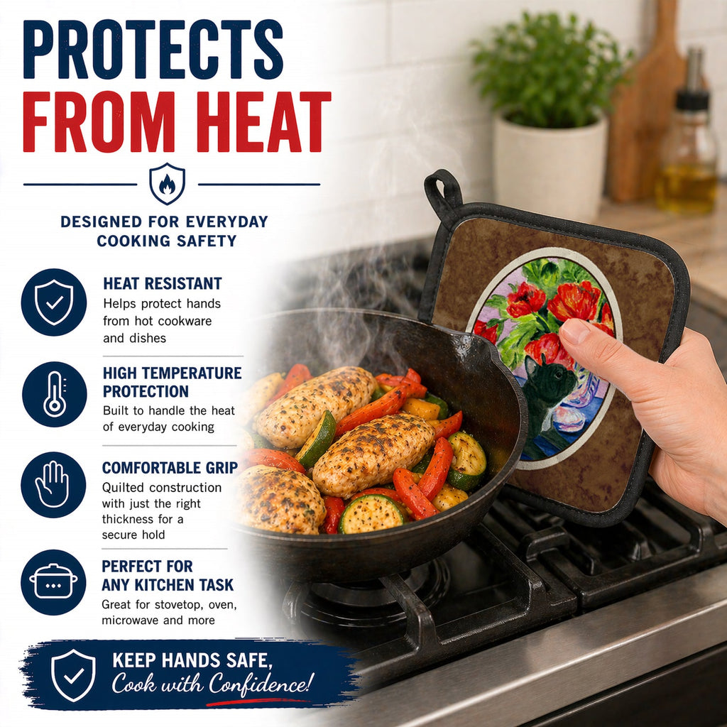 French Bulldog Pot Holder Set of 2 Heat Resistant Quilted Hot Pads 7.5 x 7.5 Inch, Insulated Kitchen Trivets for Cooking & Baking