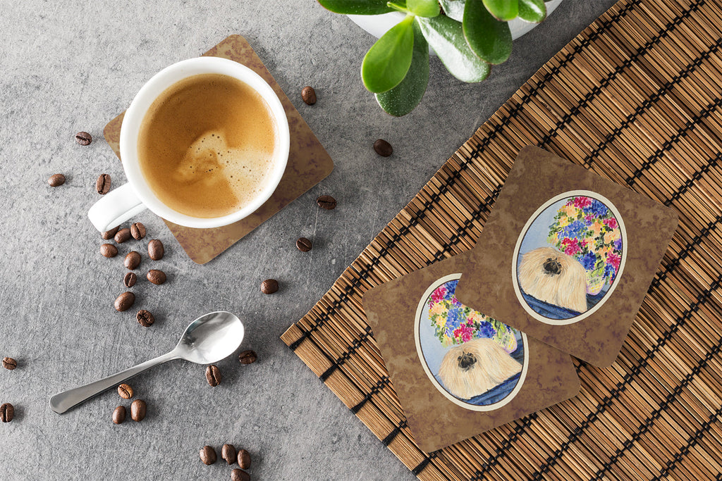 Pekingese Foam Coasters Set of 4 Cup Coasters for Indoor Outdoor, Tabletop Protection, Anti Slip, Mouse pad Material