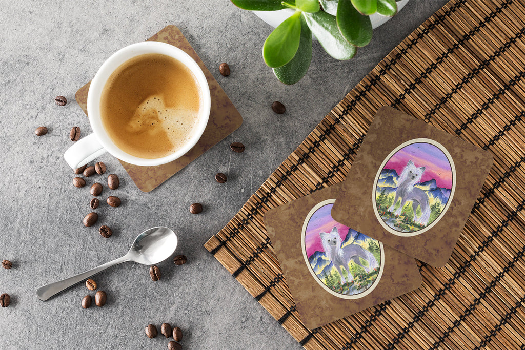 Chinese Crested Foam Coasters Set of 4 Cup Coasters for Indoor Outdoor, Tabletop Protection, Anti Slip, Mouse pad Material