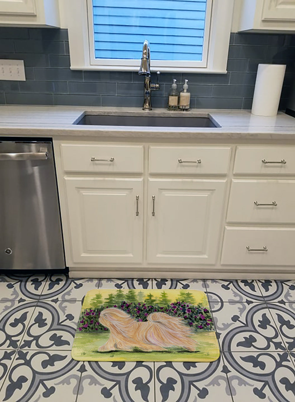 Lhasa Apso Memory Foam Kitchen Mat Machine Washable Anti-Fatigue Cushion Comfort Bath or Kitchen Rug
