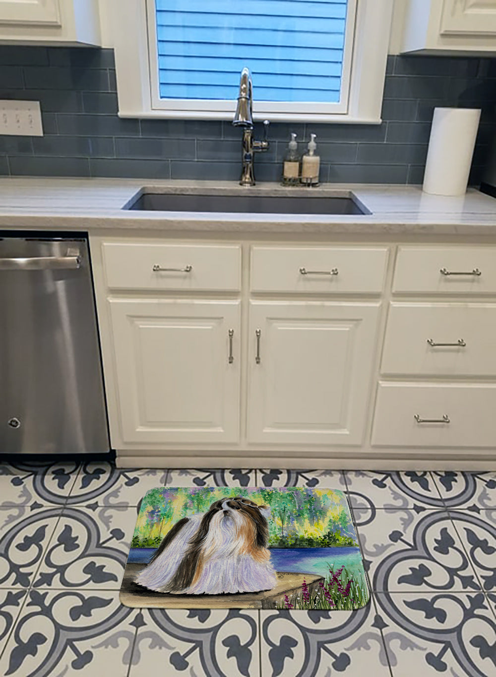 Shih Tzu Memory Foam Kitchen Mat Machine Washable Anti-Fatigue Cushion Comfort Bath or Kitchen Rug