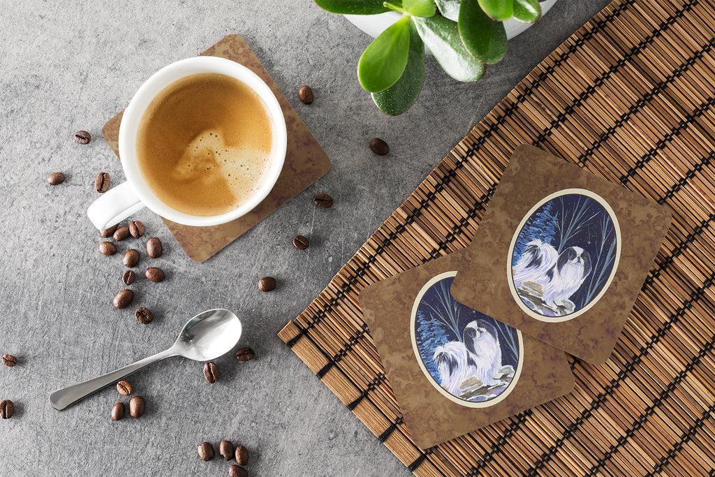 Starry Night Japanese Chin Foam Coasters Set of 4 Cup Coasters for Indoor Outdoor, Tabletop Protection, Anti Slip, Mouse pad Material