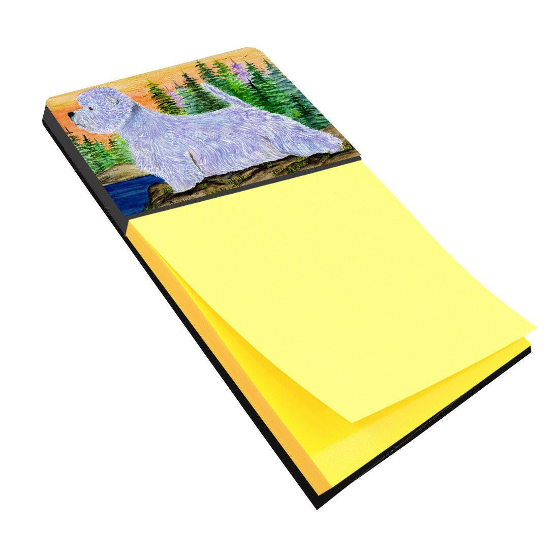 Westie Watercolor Sticky Note Holder Refillable Dispenser Desk Accessory 3x3 Pad Gift