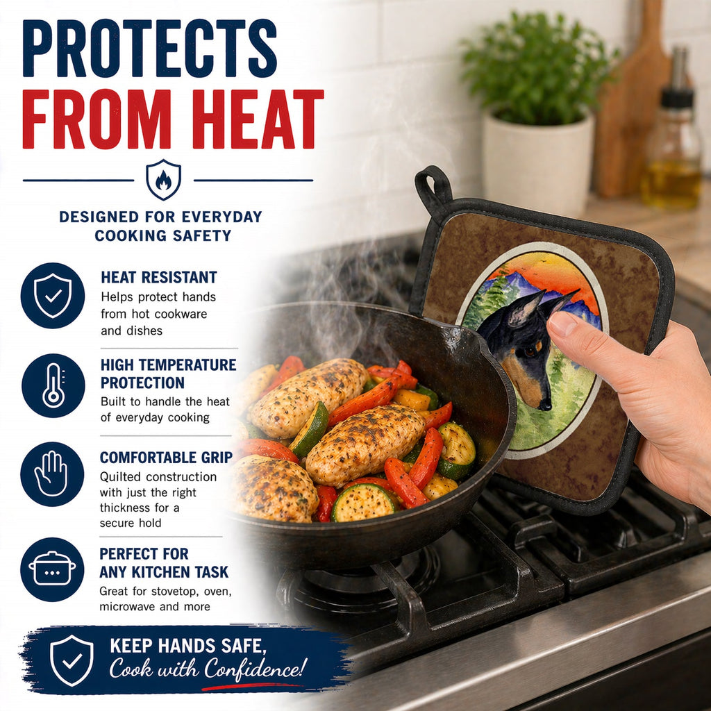 Manchester Terrier Pot Holder Set of 2 Heat Resistant Quilted Hot Pads 7.5 x 7.5 Inch, Insulated Kitchen Trivets for Cooking & Baking