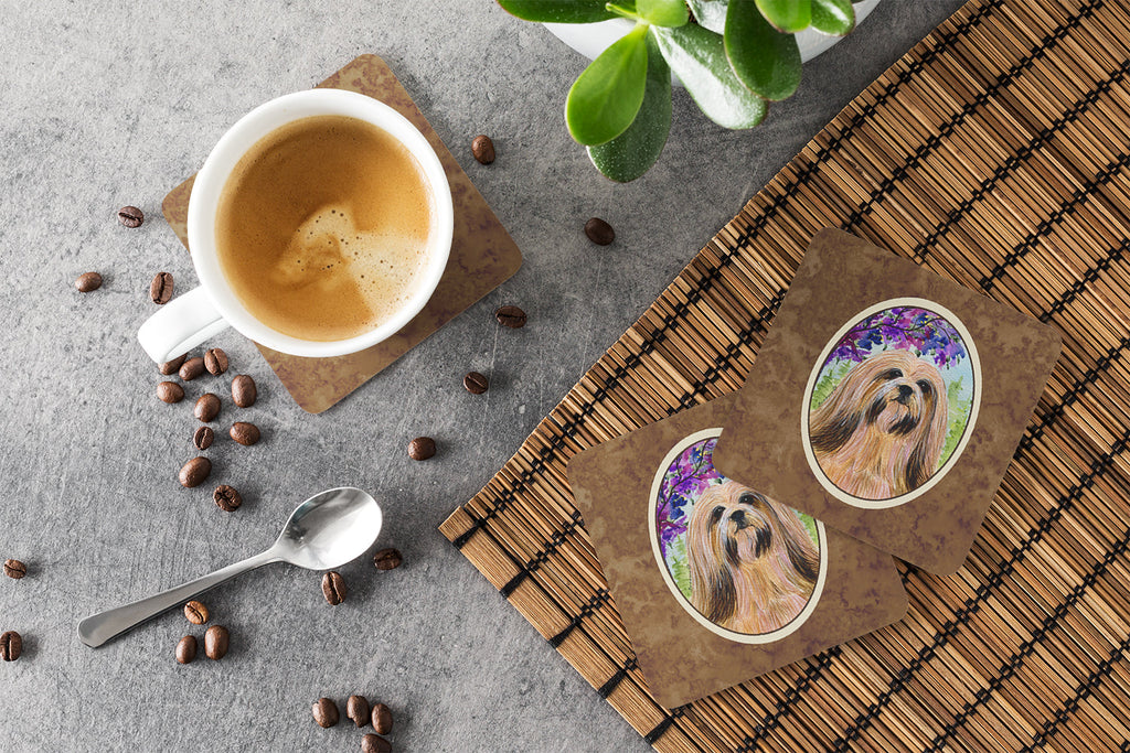 Lhasa Apso Foam Coasters Set of 4 Cup Coasters for Indoor Outdoor, Tabletop Protection, Anti Slip, Mouse pad Material