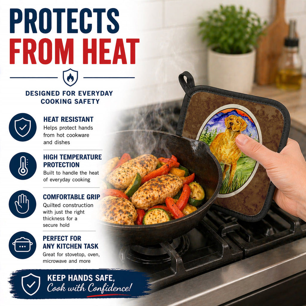 Chesapeake Bay Retriever Pot Holder Set of 2 Heat Resistant Quilted Hot Pads 7.5 x 7.5 Inch, Insulated Kitchen Trivets for Cooking & Baking