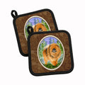 Pomeranian Pot Holder Set of 2 Heat Resistant Quilted Hot Pads 7.5 x 7.5 Inch, Insulated Kitchen Trivets for Cooking & Baking