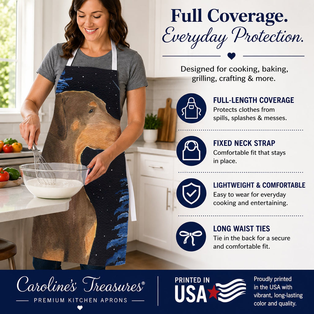 Starry Night Doberman Apron Cooking Kitchen Server Baking Crafts Gardening for Adult Women Men, Unisex, Large, Multicolor