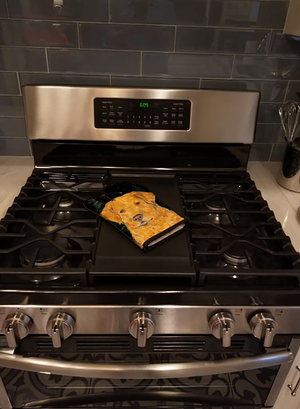 Starry Night Chesapeake Bay Retriever Oven Mitt Heat Resistant Thick Oven Mitt for Hot Pans and Oven, Kitchen Mitt Protect Hands, Cooking Baking Glove