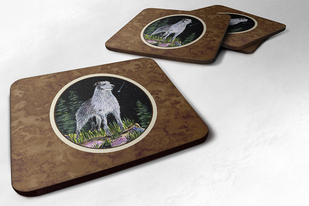 Starry Night Scottish Deerhound Foam Coasters Set of 4 Cup Coasters for Indoor Outdoor, Tabletop Protection, Anti Slip, Mouse pad Material