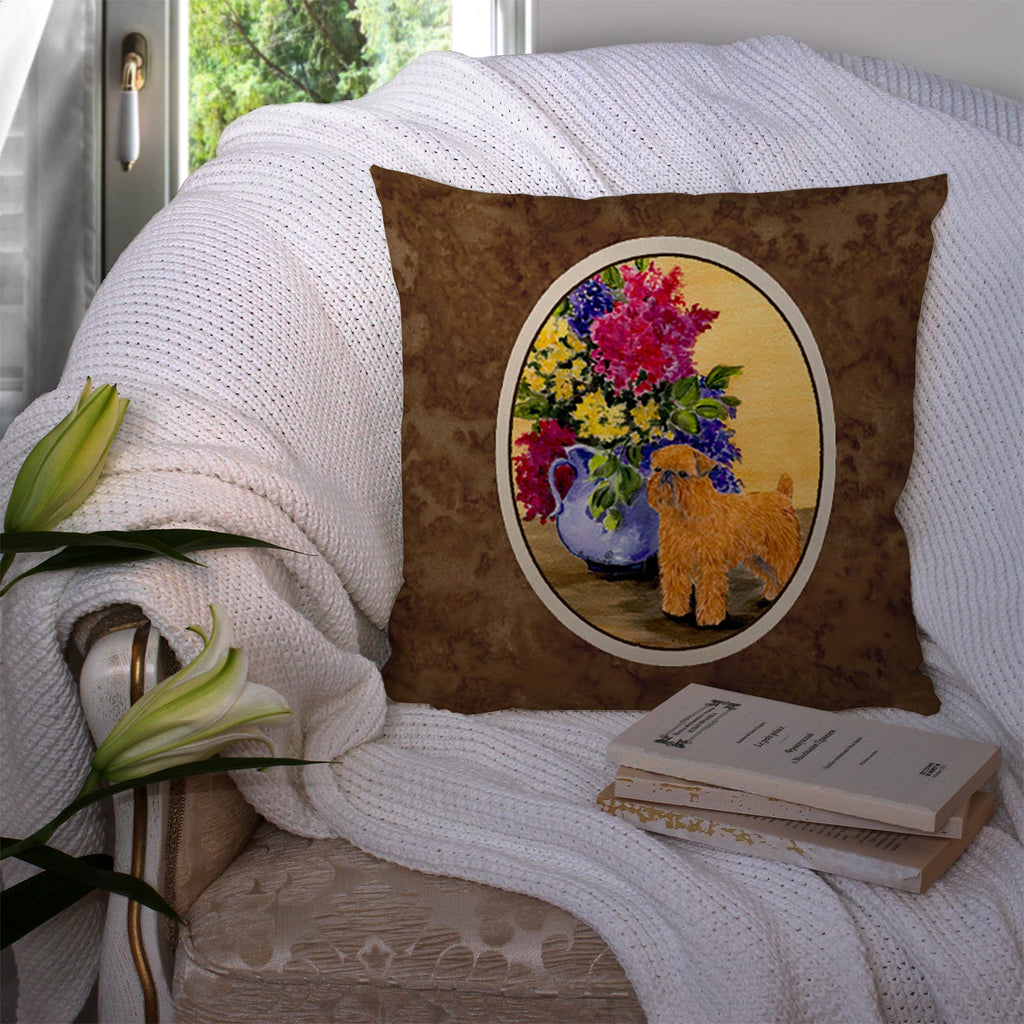 Brussels Griffon Decorative Throw Pillow 14x14 Indoor Outdoor Accent Cushion, Fabric Cover with Insert for Sofa, Bed, Porch & Living Room