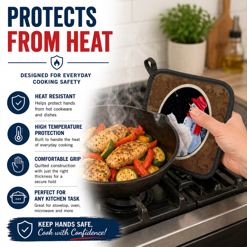 Samoyed Pot Holder Set of 2 Heat Resistant Quilted Hot Pads 7.5 x 7.5 Inch, Insulated Kitchen Trivets for Cooking & Baking