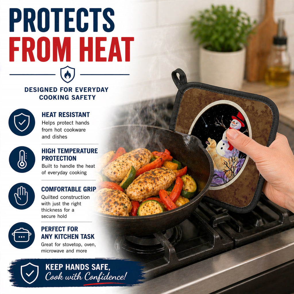 Golden Retriever Pot Holder Set of 2 Heat Resistant Quilted Hot Pads 7.5 x 7.5 Inch, Insulated Kitchen Trivets for Cooking & Baking