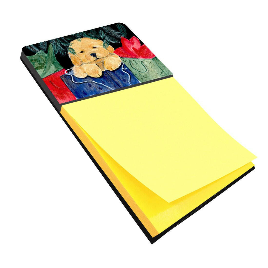 Golden Retriever Watercolor Sticky Note Holder Refillable Dispenser Desk Accessory 3x3 Pad Gift