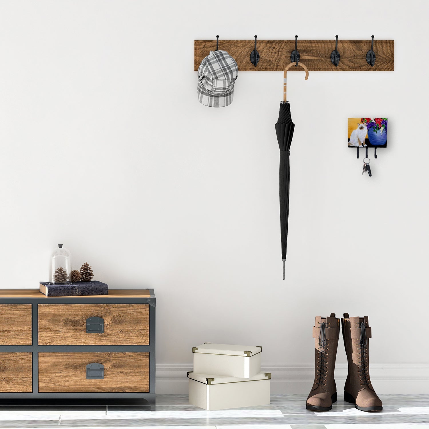 Cat - Ragdoll Leash or Key Holder Wall Hooks, Coat Rack Wall Mount, for Hanging Keys, Towels, Aprons, Leashes