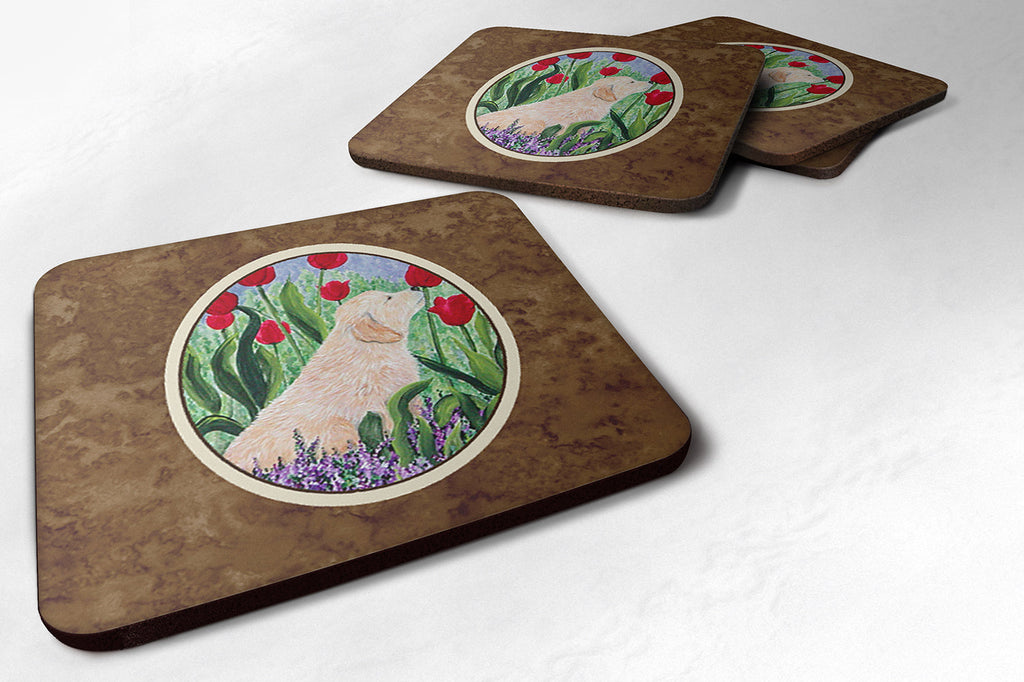 Golden Retriever Foam Coasters Set of 4 Cup Coasters for Indoor Outdoor, Tabletop Protection, Anti Slip, Mouse pad Material
