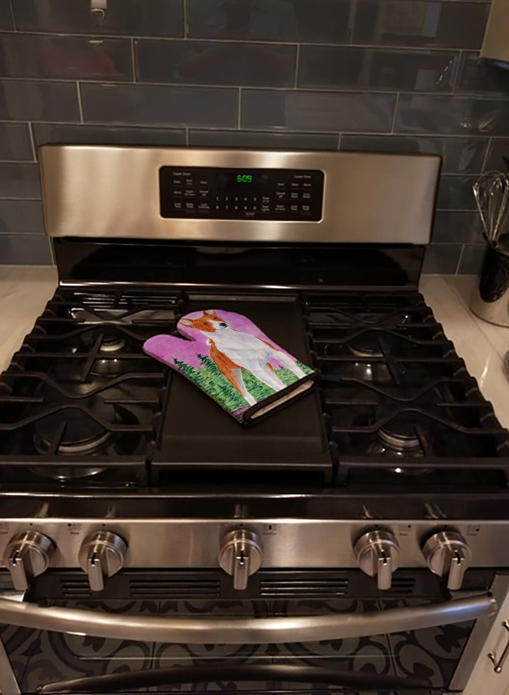 Basenji Oven Mitt Heat Resistant Thick Oven Mitt for Hot Pans and Oven, Kitchen Mitt Protect Hands, Cooking Baking Glove