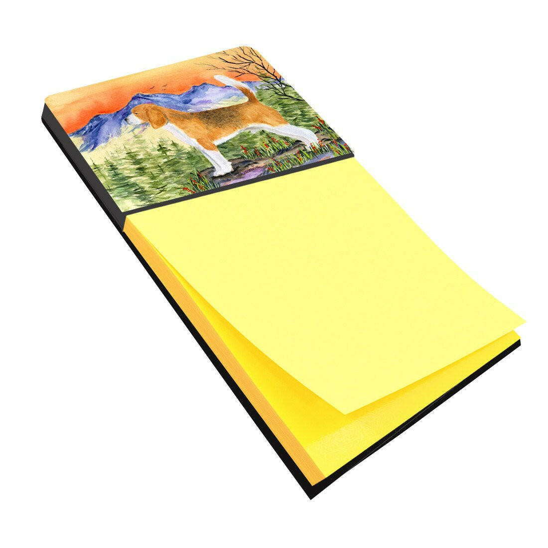 Beagle Watercolor Sticky Note Holder Refillable Dispenser Desk Accessory 3x3 Pad Gift