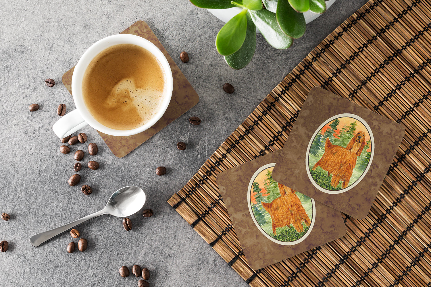Irish Setter Foam Coasters Set of 4 Cup Coasters for Indoor Outdoor, Tabletop Protection, Anti Slip, Mouse pad Material