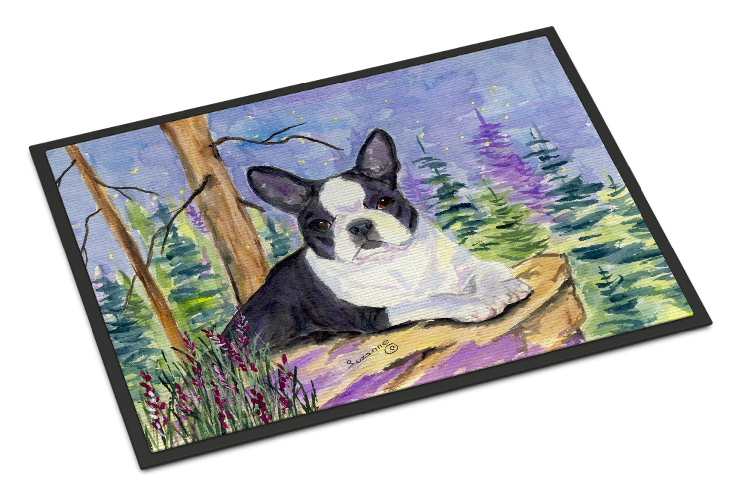 Boston Terrier Doormat Indoor Outdoor 24H X 36W Front Door Mat Rugs for Entryway, Non Slip Washable Low Pile,