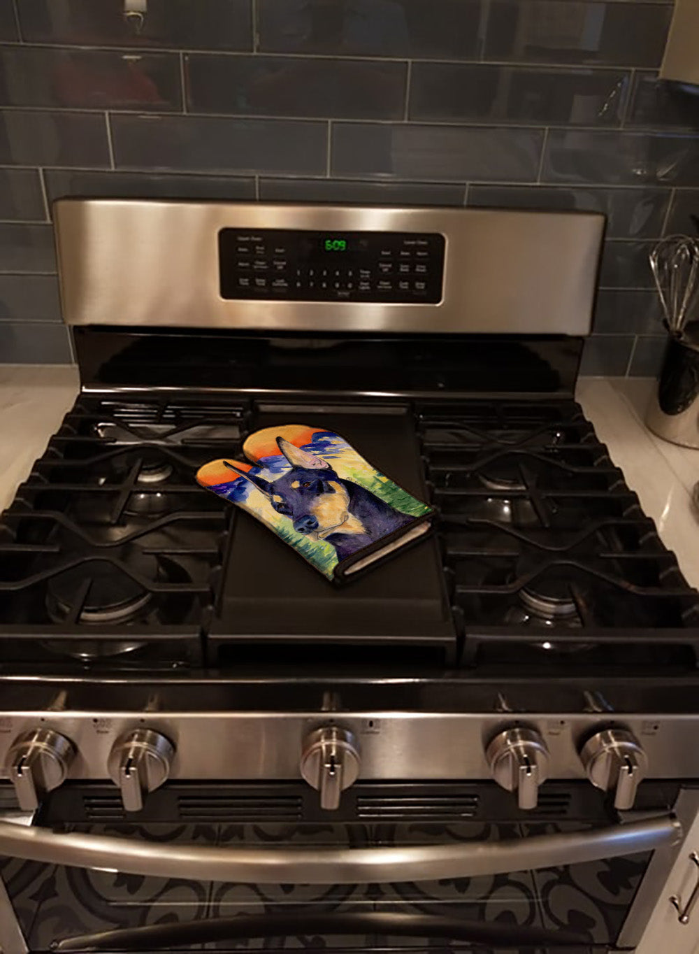 Doberman Oven Mitt Heat Resistant Thick Oven Mitt for Hot Pans and Oven, Kitchen Mitt Protect Hands, Cooking Baking Glove
