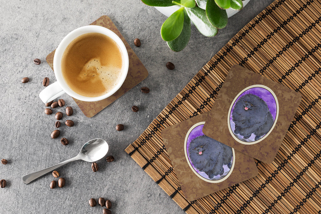 Pomeranian Foam Coasters Set of 4 Cup Coasters for Indoor Outdoor, Tabletop Protection, Anti Slip, Mouse pad Material