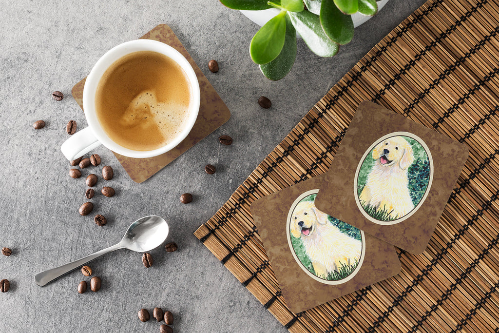 Golden Retriever Foam Coasters Set of 4 Cup Coasters for Indoor Outdoor, Tabletop Protection, Anti Slip, Mouse pad Material