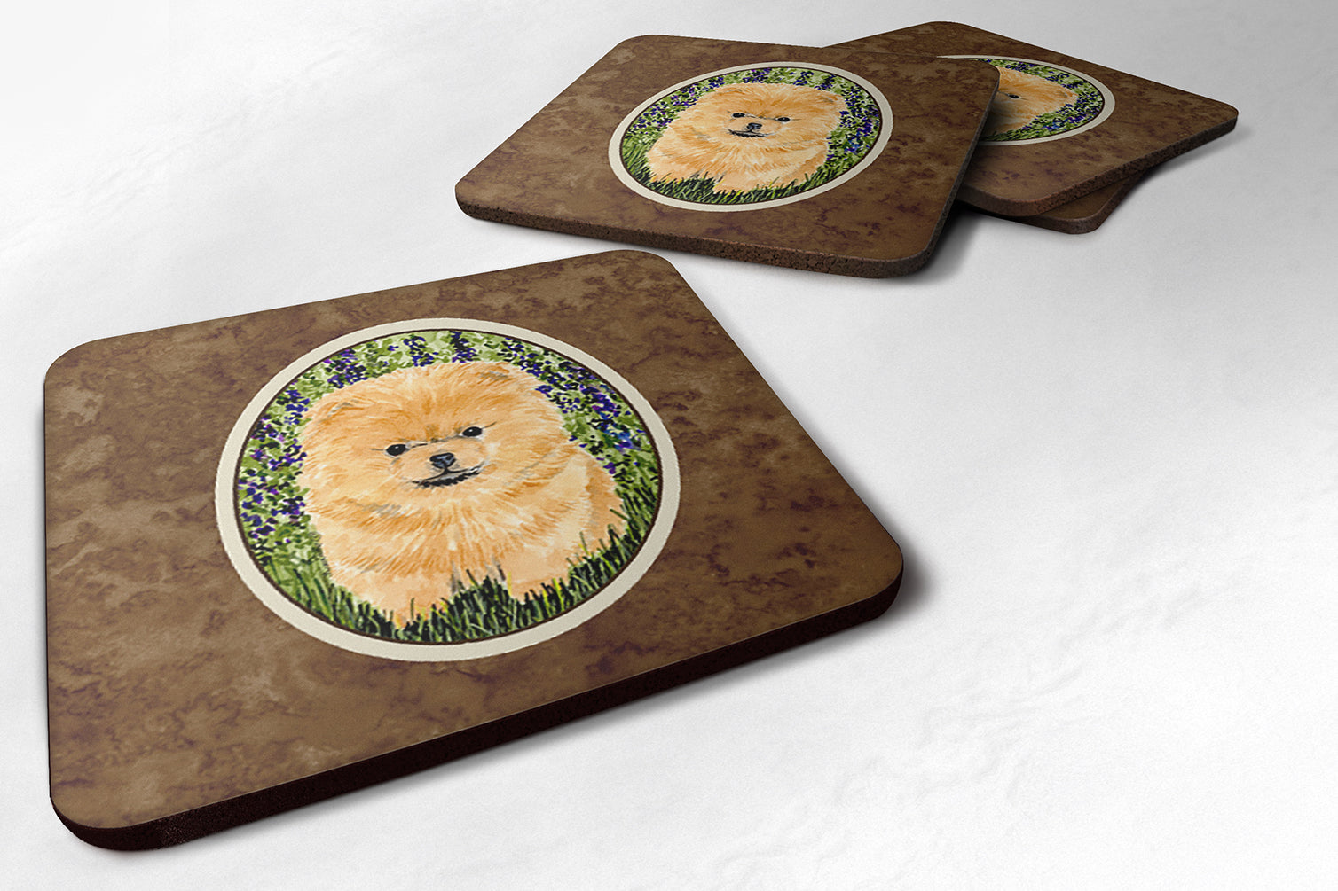 Pomeranian Foam Coasters Set of 4 Cup Coasters for Indoor Outdoor, Tabletop Protection, Anti Slip, Mouse pad Material