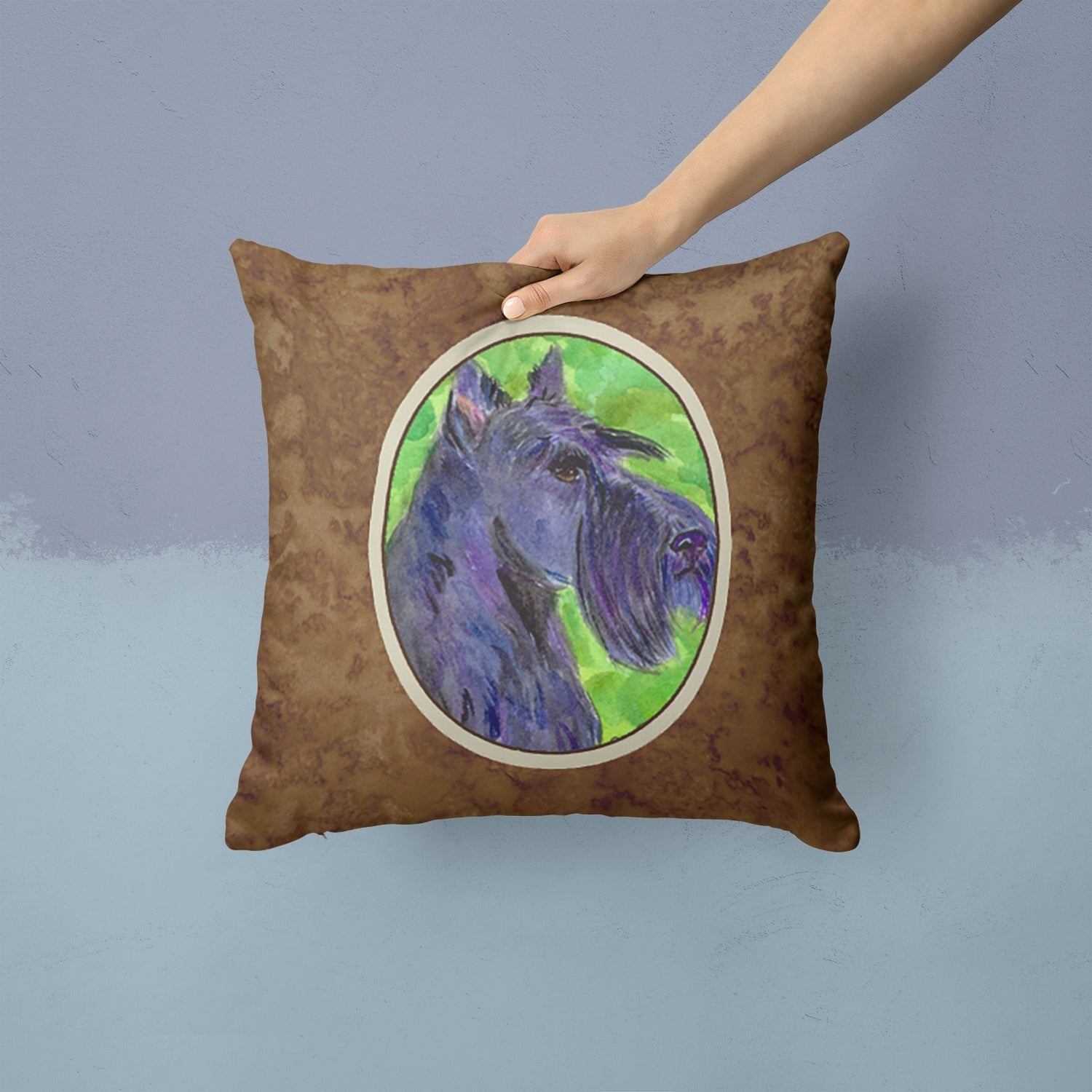 Scottish Terrier Decorative Throw Pillow 14x14 Indoor Outdoor Accent Cushion, Fabric Cover with Insert for Sofa, Bed, Porch & Living Room