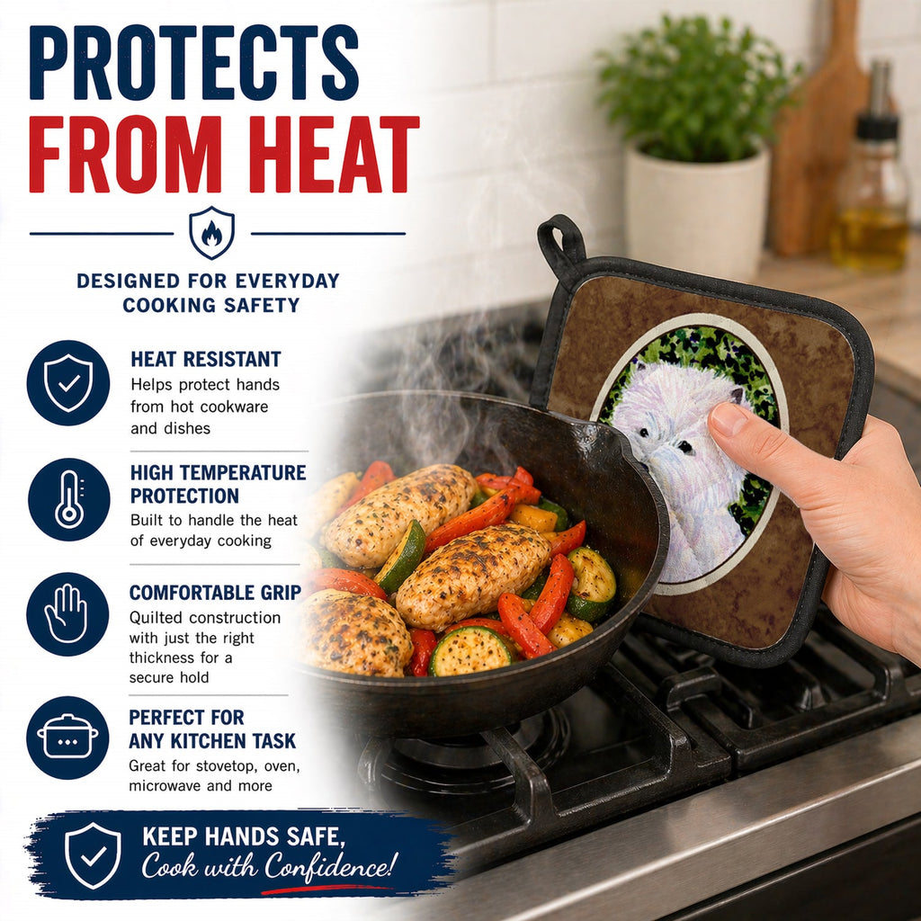 Westie Pot Holder Set of 2 Heat Resistant Quilted Hot Pads 7.5 x 7.5 Inch, Insulated Kitchen Trivets for Cooking & Baking