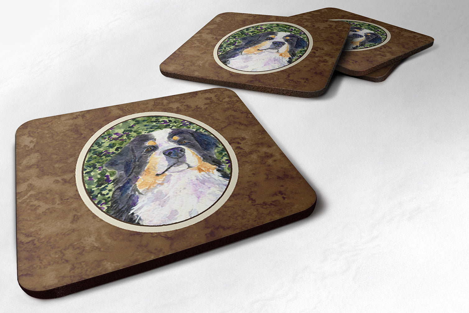 Bernese Mountain Dog Foam Coasters Set of 4 Cup Coasters for Indoor Outdoor, Tabletop Protection, Anti Slip, Mouse pad Material