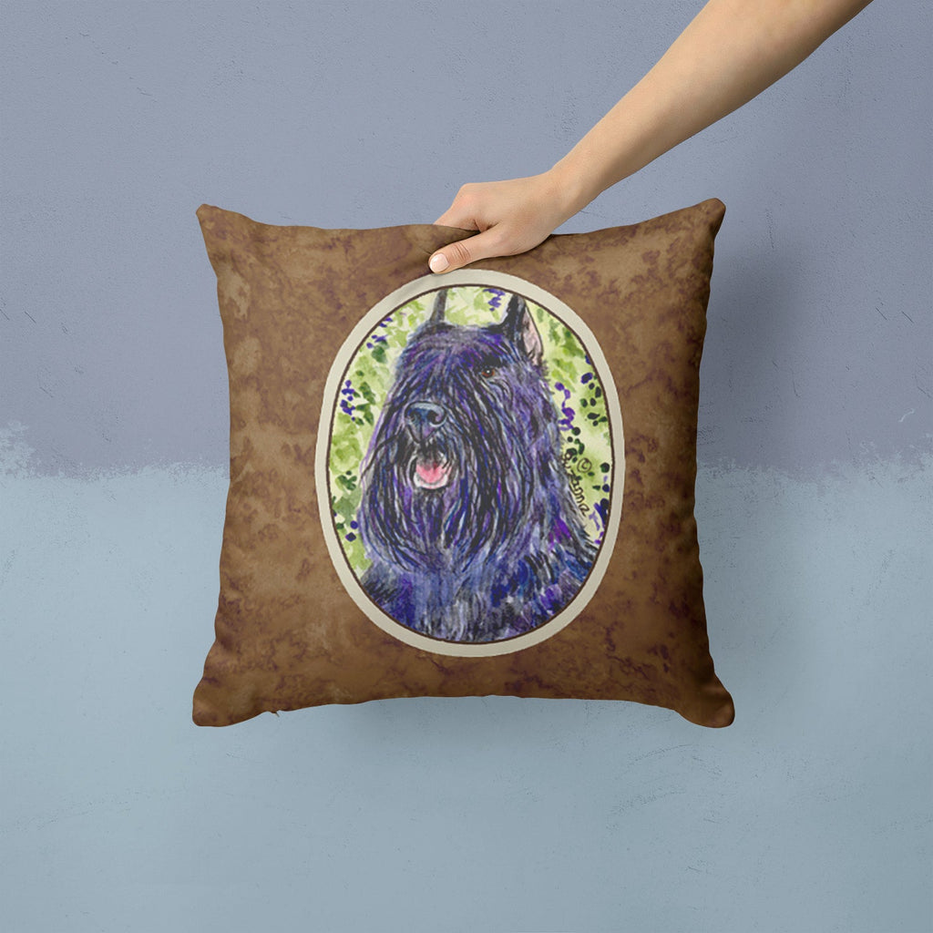 Bouvier des Flandres Decorative Throw Pillow 14x14 Indoor Outdoor Accent Cushion, Fabric Cover with Insert for Sofa, Bed, Porch & Living Room