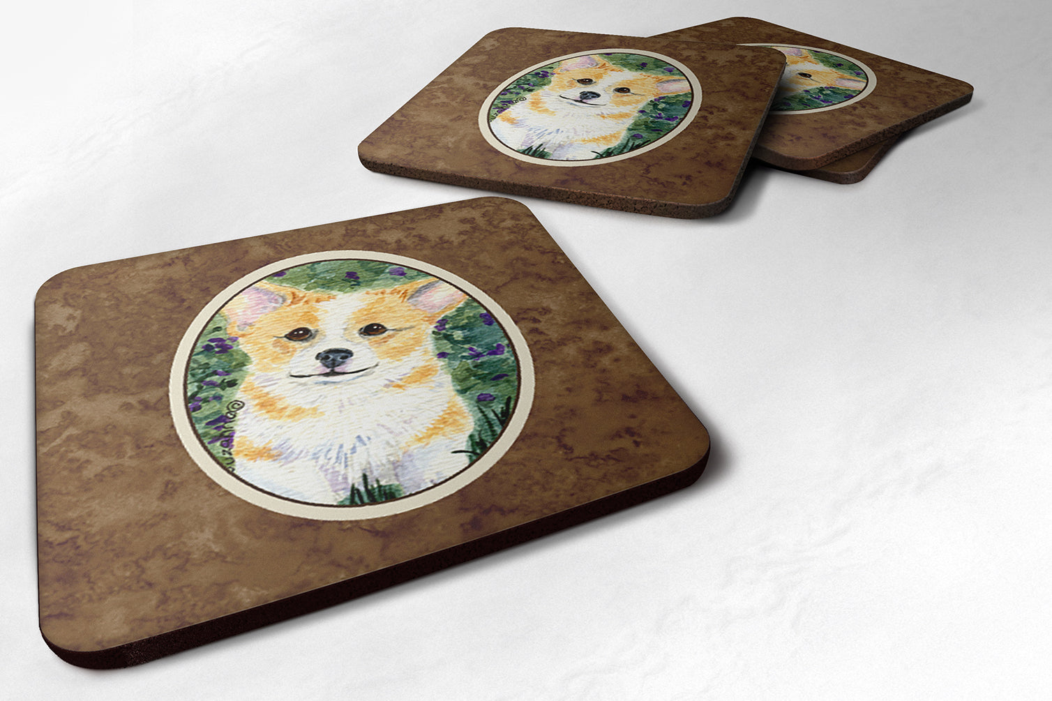 Corgi Foam Coasters Set of 4 Cup Coasters for Indoor Outdoor, Tabletop Protection, Anti Slip, Mouse pad Material
