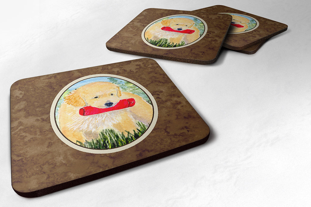 Golden Retriever Foam Coasters Set of 4 Cup Coasters for Indoor Outdoor, Tabletop Protection, Anti Slip, Mouse pad Material
