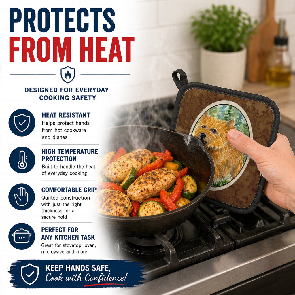 Norwich Terrier Pot Holder Set of 2 Heat Resistant Quilted Hot Pads 7.5 x 7.5 Inch, Insulated Kitchen Trivets for Cooking & Baking