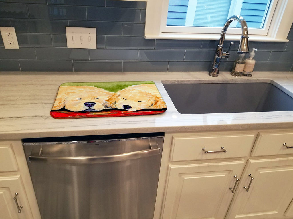 Golden Retriever Dish Drying Mat Absorbent Dish Drying Mat Pad for Kitchen Counter Dish Drainer Mat for Countertop, 14 x 21", Multicolor