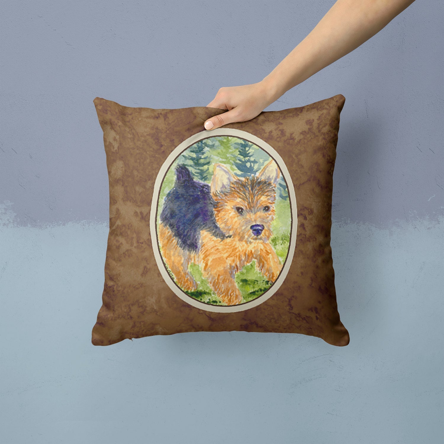 Norwich Terrier Decorative Throw Pillow 14x14 Indoor Outdoor Accent Cushion, Fabric Cover with Insert for Sofa, Bed, Porch & Living Room