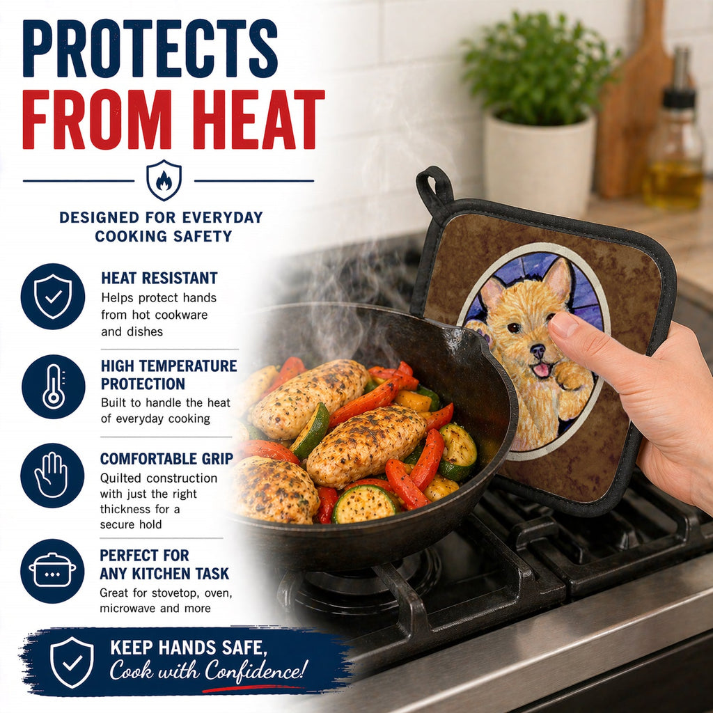 Norwich Terrier Pot Holder Set of 2 Heat Resistant Quilted Hot Pads 7.5 x 7.5 Inch, Insulated Kitchen Trivets for Cooking & Baking