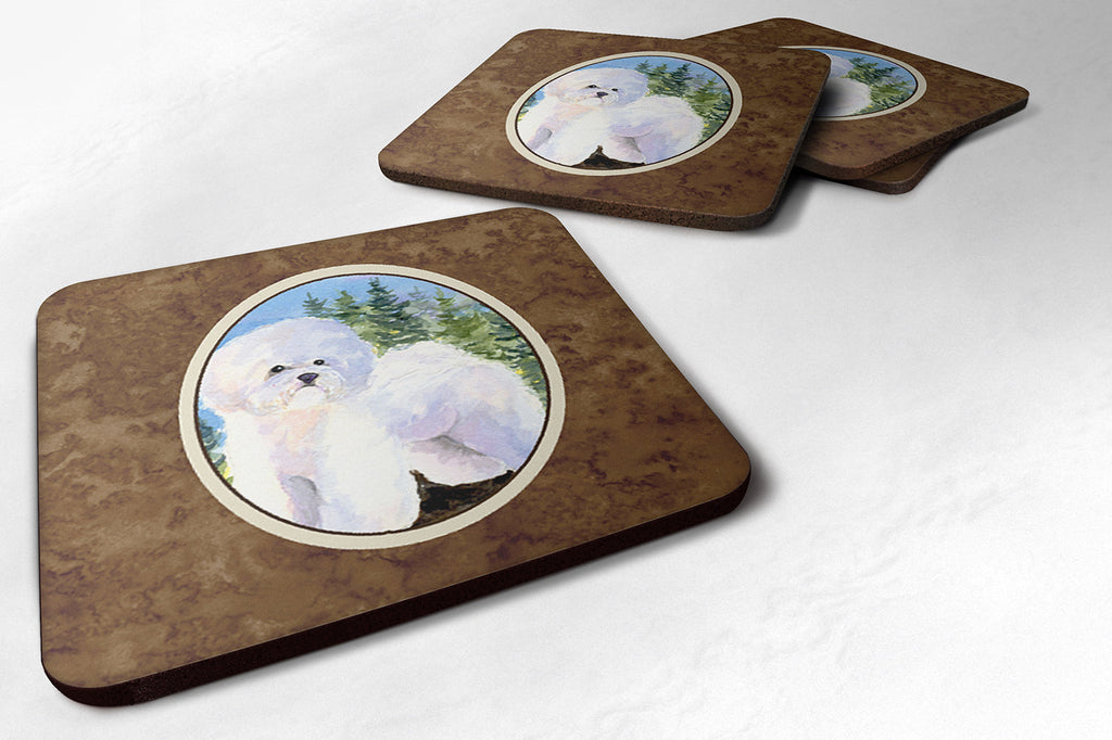 Bichon Frise Foam Coasters Set of 4 Cup Coasters for Indoor Outdoor, Tabletop Protection, Anti Slip, Mouse pad Material