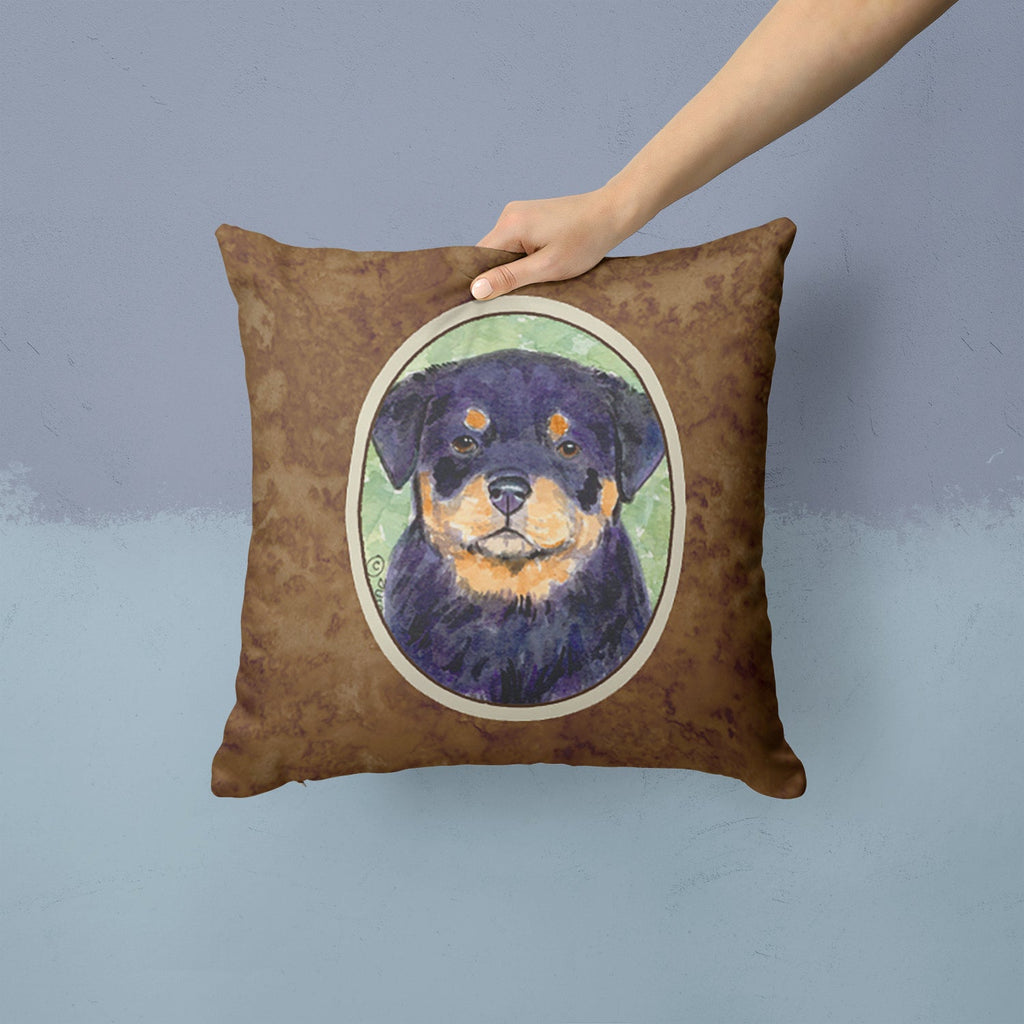 Rottweiler Decorative Throw Pillow 14x14 Indoor Outdoor Accent Cushion, Fabric Cover with Insert for Sofa, Bed, Porch & Living Room