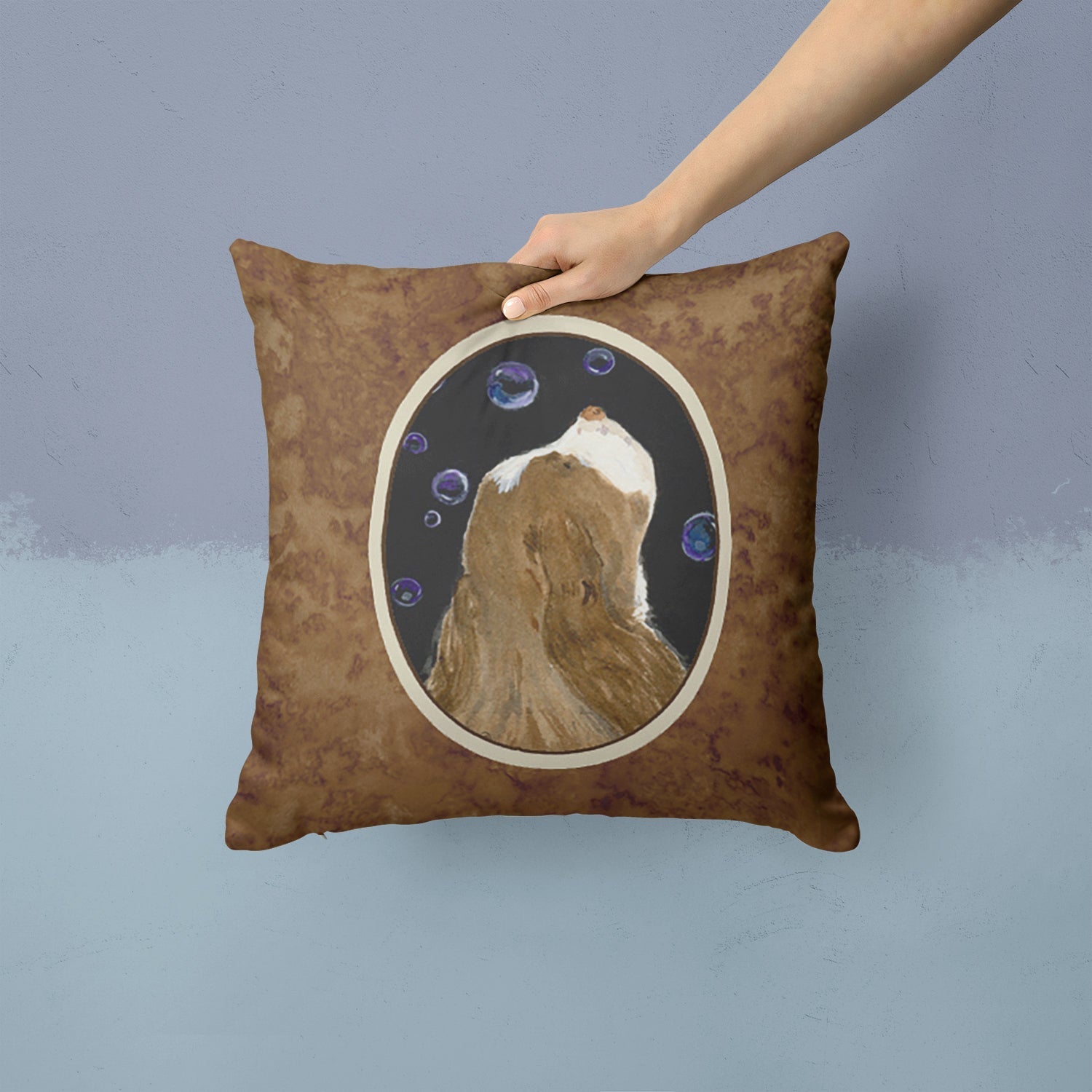 Springer Spaniel Decorative Throw Pillow 14x14 Indoor Outdoor Accent Cushion, Fabric Cover with Insert for Sofa, Bed, Porch & Living Room