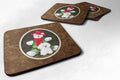 Bichon Frise with Teddy Bear Foam Coasters Set of 4 Cup Coasters for Indoor Outdoor, Tabletop Protection, Anti Slip, Mouse pad Material