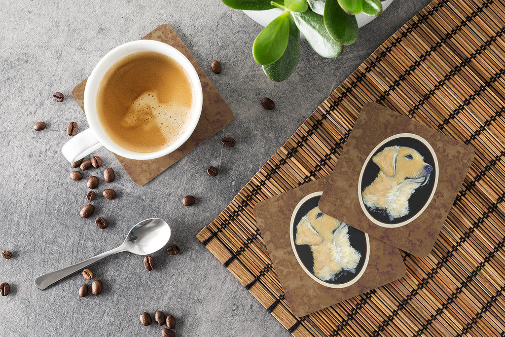 Golden Retriever Foam Coasters Set of 4 Cup Coasters for Indoor Outdoor, Tabletop Protection, Anti Slip, Mouse pad Material
