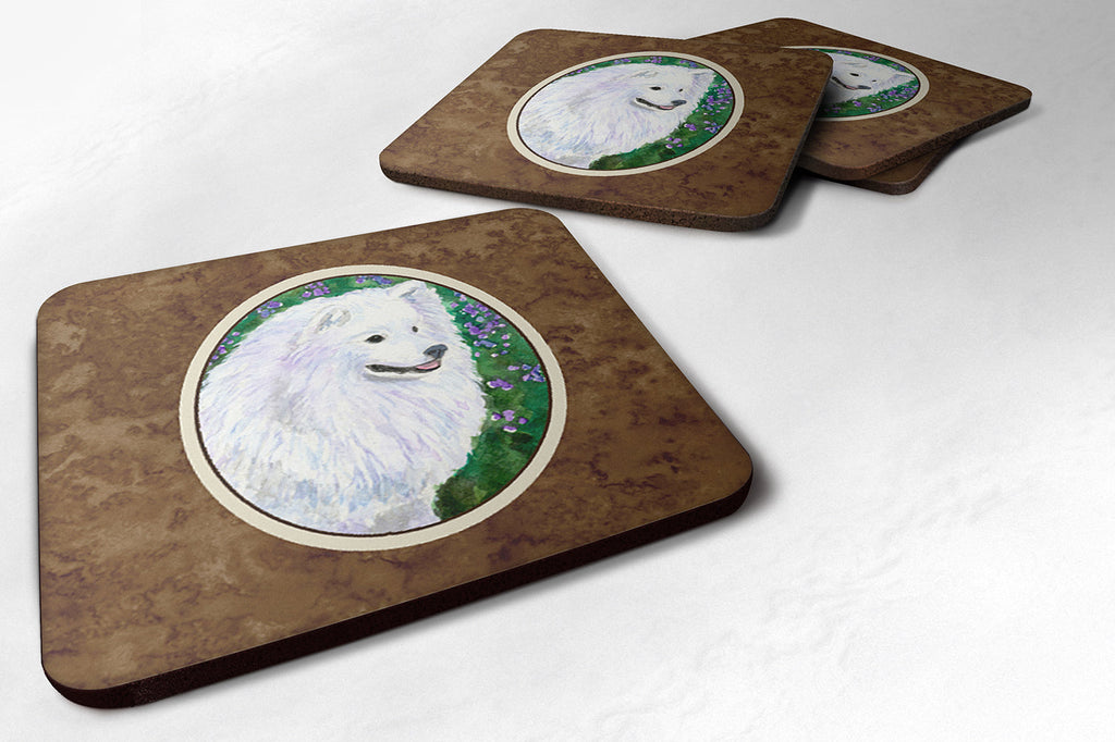 American Eskimo Foam Coasters Set of 4 Cup Coasters for Indoor Outdoor, Tabletop Protection, Anti Slip, Mouse pad Material